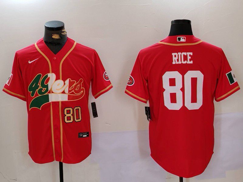 Men San Francisco 49ers #80 Rice Red Second generation Mexican Joint Name 2024 Nike Limited NFL Jersey style 2